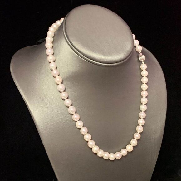 Akoya Pearl Necklace 14k Gold 18" 8.0 mm Certified $3,975 113101 - Picture 2 of 7
